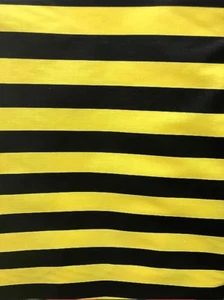 One Inch Stripe Poly Cotton Fabric Print Black Yellow 58" Wide SOLD BY THE YARD - Picture 1 of 1