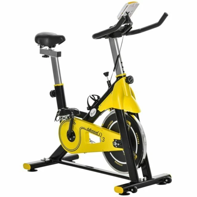 Homcom A90-213V01 Exercise Bike with Belt Drive - Yellow