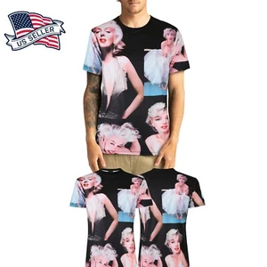 Mens Graphic Print Marilyn Monroe Blonde Bombshell Short Casual T Shirt - Picture 1 of 7