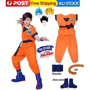 Boys Dragon Ball Z Goku Costume Dress Outfit Kids Cosplay Halloween Fancy Party - Picture 1 of 17