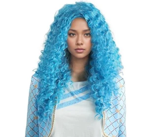 Erwachsene lange aquablaue lockige Perücke Halloween Cosplay Kostüm Meerjungfrau Chloe bezaubernd - Bild 1 von 8