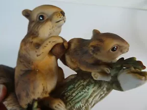 CERAMIC HAND PAINTED SQUIRRELS ON A LOG - PRECIOUS - Picture 1 of 7