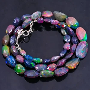 Natural Opal Fancy Shape Faceted Gemstone 18 Inc Necklace 63 Ct 5X4X3-16X10X4 MM - Picture 1 of 4