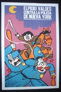 CUBAN Silkscreen Movie Poster / ELPIDIO VALDES vs New York Police CUBA ART - Picture 1 of 1