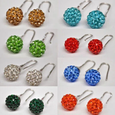 Shamballa Shambala Ohrhänger Ohrringe mit Strass Kristall Kugel Silber Ohrring  - Bild 1 von 2