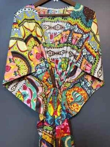 1PC Indian Floral Printed 100% Cotton Long Hippie Maxi Women Nightwear Caftan - Picture 1 of 7