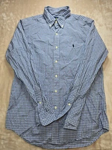 Ralph Lauren Mens Size M Long Sleeve Button Down Shirt Blue Check - Picture 1 of 11