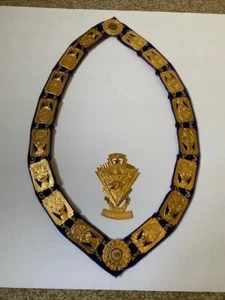 BPOE ELKS Lodge Past Exalted Ruler Gold Toned Ceremonial Jewels Collar Velvet - Bild 1 von 9