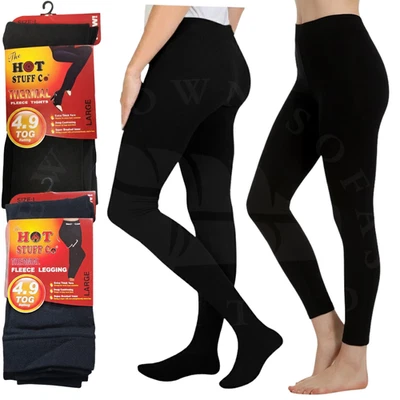 6 PCS Hot Stuff Thermal Fleece 4.9 Tog Warm Footless or Full Foot Tights S-2XL - Image 1 of 4