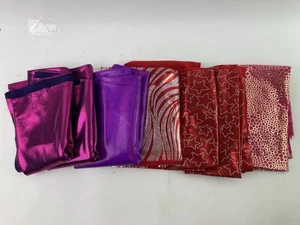 Holographic Metallic Glittery 4 Way Stretch Fabric Lot Pink Red Purple Stars 7pc - Picture 1 of 5