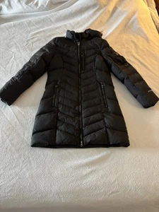 Eddie Bauer Jacket Womens Medium Black/Dark Gray Down Puffer Parka Full Zip - Picture 1 of 14