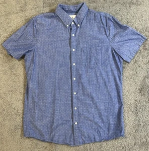 American Eagle Short Sleeve Button Down LARGE TALL Blue Shirt - Geometric - Picture 1 of 8