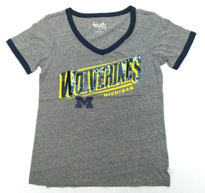 Touch by Alyssa Milano Women's T-Shirt Michigan Wolverines Sequin Grey Small - Image 1 of 4