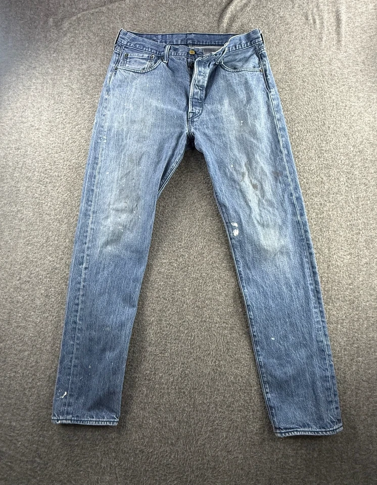 Levis 501 CT Jeans Mens 34x32 Blue Selvedge Cotton Straight Fit Button Fly - Image 1 of 4