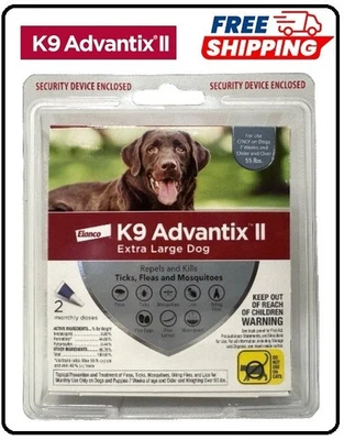 K9 Advantix II Extra Large Dogs Over 55 lbs 2 Doses NEW SEALED - Image 1 of 3