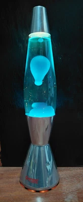 Mathmos Astro Baby blue lava lamp silver base + cap pre-owned tested and working - image 1 of 4