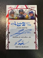 2022 Leaf Trinity Triple Auto #2/3 Ronald Acuna Jr | J Soto | S Suzuki!! NL MVP!