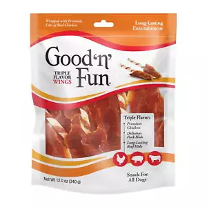 Good 'n' Fun Triple Flavor Wings, Rawhide Chew for All Dogs, 12 oz - Picture 1 of 7