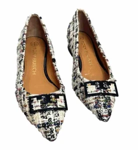 New Tory Burch Gigi Tweed Multicolor Pointed Toe Classic Flat  Shoe 6.5 - Picture 1 of 8