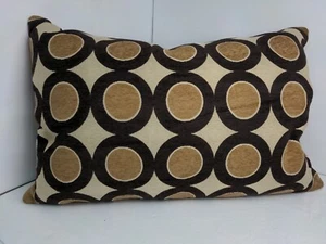 Accent Pillow Feather Pillow Insert Brown Tan Circles Rectangle 22x14 - Picture 1 of 12
