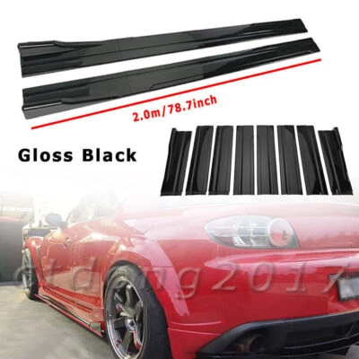 Side Skirt Splitter Spoiler Extension Gloss Black For Mazda RX-8 RX8 2004-2011 - Image 1 of 4