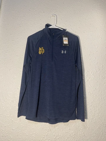 Notre Dame Mens Under Armour Blue Quarter Zip Pullover Long Sleeve Size Small Cover