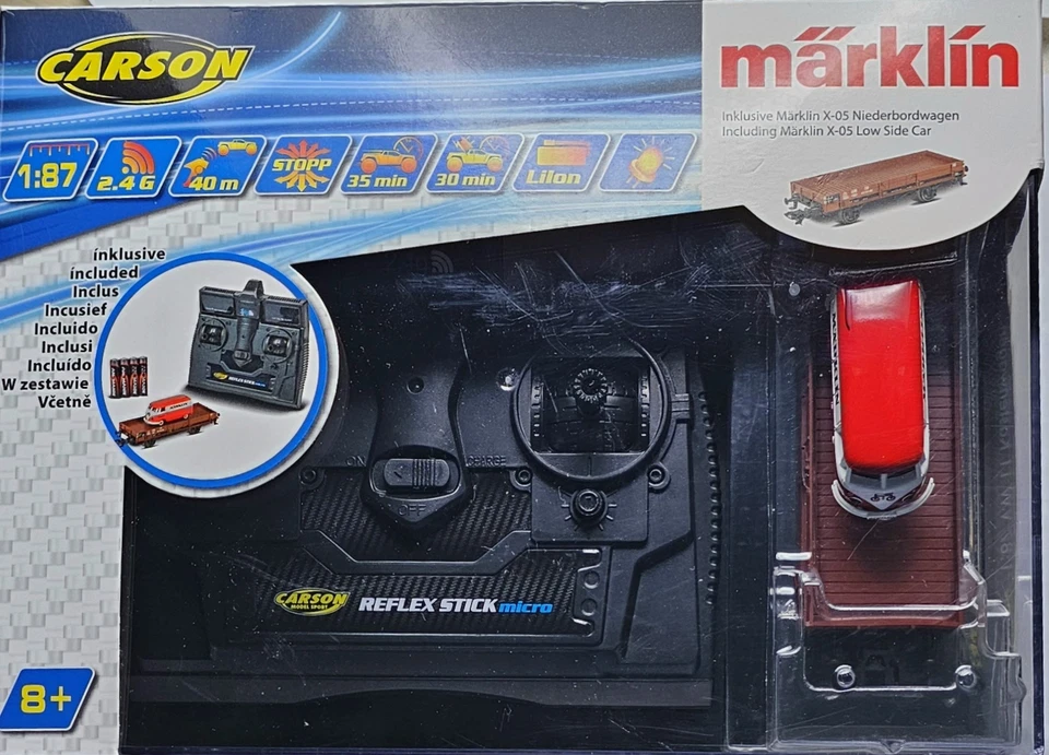 Carson H0 Volkawagen Bus T1 Märklin mit Niederbordwagen - Rot (500504132)