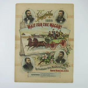 Sheet Music Wait For The Wagon Automotive Studebaker Bros Indiana Antique 1884 - Picture 1 of 12
