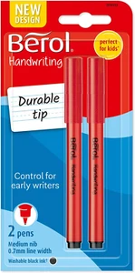 Berol Handwriting Pens, round Shape, Washable Black Ink, Bright Barrels, 2 Coun - Picture 1 of 12