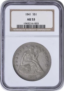 1841 Liberty Seated Silver Dollar AU53 NGC - Picture 1 of 4