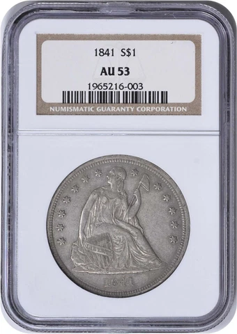 1841 Liberty Seated Silver Dollar AU53 NGC Cover