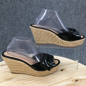Sandalias para mujer Nine & Co 9,5 M alpargata encantadora cuña negro cuero sintético - Imagen 1 de 10