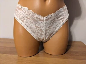 Victoria's Secret Pink Wink V Front Lace Brazilian, 417363, White, XLarge - Picture 1 of 5