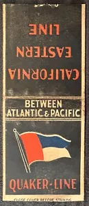 QUAKER LINE & CALIFORNIA EAST LINE PIROSCAFO COPERTINA LIBRO FIAMMIFERI - costa orientale - Foto 1 di 2