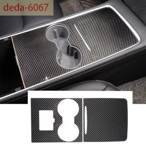 Consola central de fibra de carbono soporte de vaso de agua cubierta del panel para Tesla Model Y 2021+ - Imagen 1 de 12