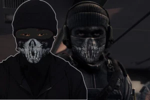 DQOAO: Fantasmas Keegan P. Russ Calavera Media Máscara Facial Pasamontañas Juegos con disfraces - Imagen 1 de 6