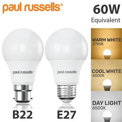 LED GLS 60W Equivalent Globe Bulbs Dimmable Lamp Warm Cool White Day Light Bulbs - Image 1 of 4