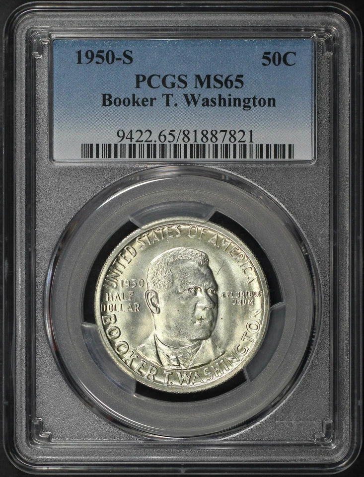 1950-S Booker T. Washington 50C Silver Commemorative PCGS MS-65 - Image 1 of 2
