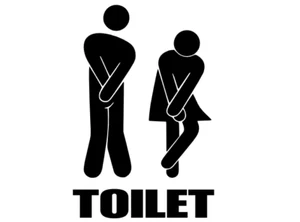 WILETTE BUSTING LUSTIGER AUFKLEBER STICKER WC/BAD MÄNNLICH WEIBLICH - Bild 1 von 4