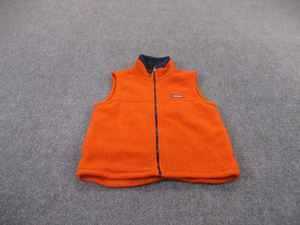 Vintage Patagonia Vest Jacket Boy M 10 Orange Sherpa Fleece Outdoors USA - Image 1 of 4