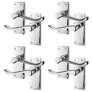 Polished Chrome Victorian Scroll Door Handles, 4 Pairs Internal Latch Handles - Picture 1 of 10
