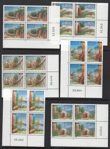 1991 Monaco Sc 1769-74 conifers MNH margin blocks of 4 - Picture 1 of 1