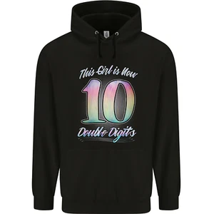 10 Year Old Birthday Girl Double Digits 10th Childrens Kids Hoodie - Picture 1 of 35