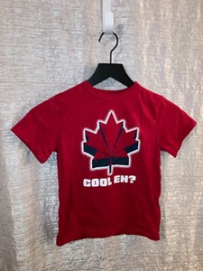 Size S 5/6 Short Sleeve Red T-Shirt Maple Leaf "Cool eh?" RN# 59284 Place Brand - Picture 1 of 3