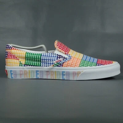VANS Mens 11.5 Classic Slip-on PRIDE LGBTQ+ Gay Rainbow Skate Colorblock Sneaker - Photo 1/4