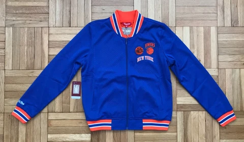 Small S New Womens Mitchell & Ness NBA New York Knicks Full-Zip Mesh Blue Jacket Cover