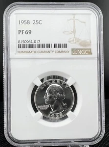 1958 P 25C Proof Washington Quarter NGC PF69 TOP POP!! - Picture 1 of 4