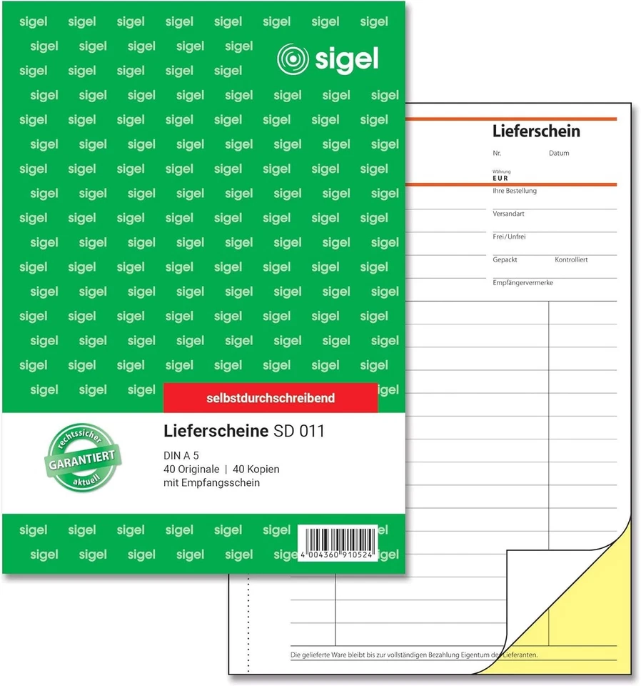 SIGEL Lieferschein  L SD011 A5, 2x40 Blatt, selbstdurchschreibend, 1er Pack - Bild 1 von 1