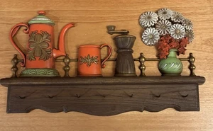 Vintage 1970s Molded Plastic Decorative Shelf Hooks Wall Decor Retro Kitchen - Picture 1 of 4