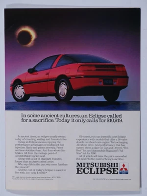 Mitsubishi Eclipse 1990 vintage anuncio impreso original Foto 1 de 2